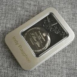 Caixa de lata personalizada com o seu texto, gravado a laser, presentes de metal prateado, pingente para anel, colar, chaveiro, relógio de bolso - Image 4