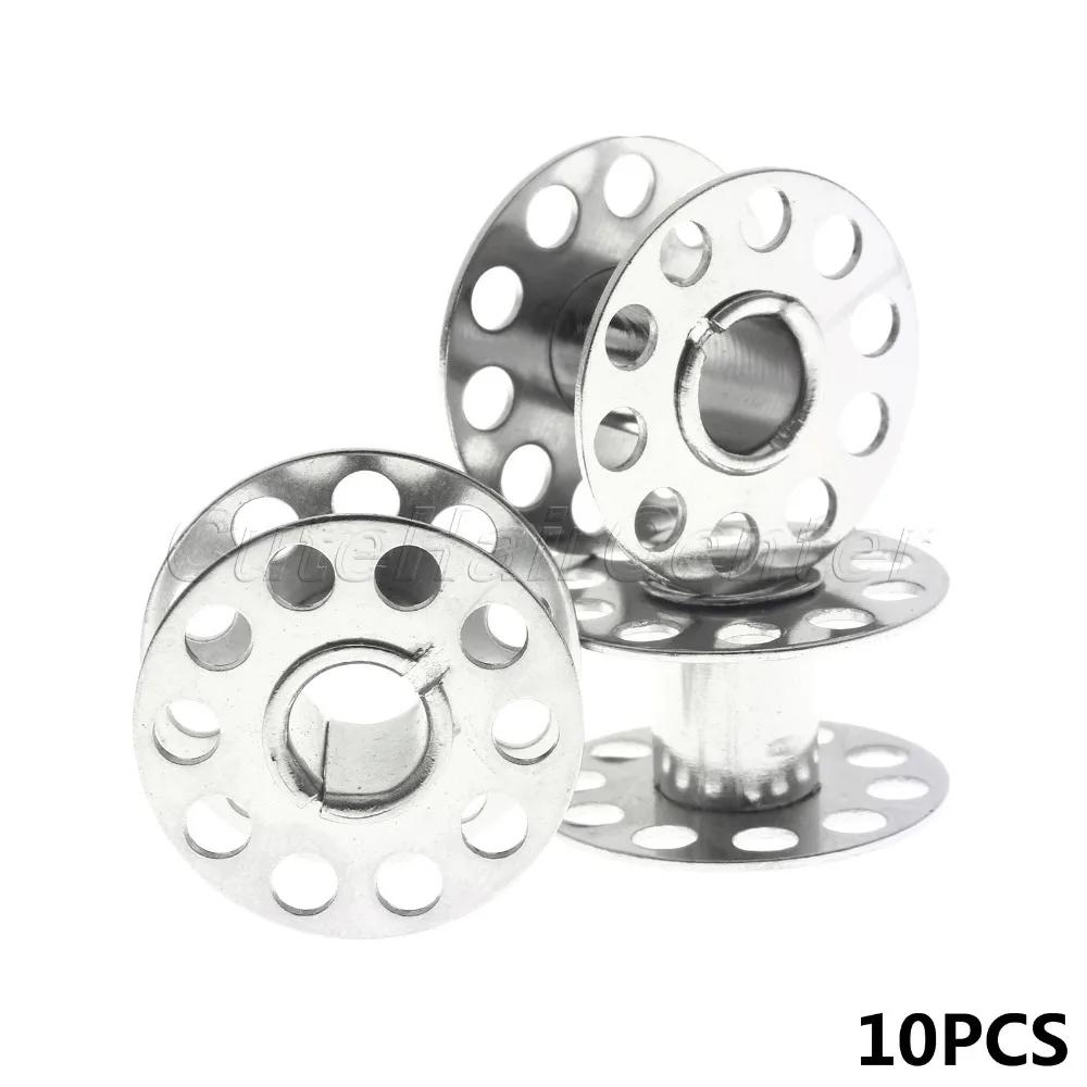 10 pçs/pçs/set bobinas spool máquina de costura artesanato ferramenta aço inoxidável suprimentos de costura bobinas spool para o irmão janome singer 2x1cm - Image 1