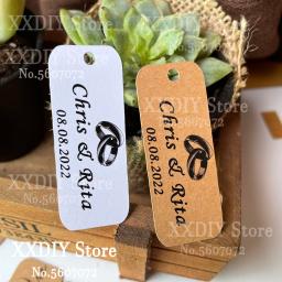 Nome personalizado & data obrigado você tag weding festa decoração favores personalized mini kraft tags favor do casamento - Image 3