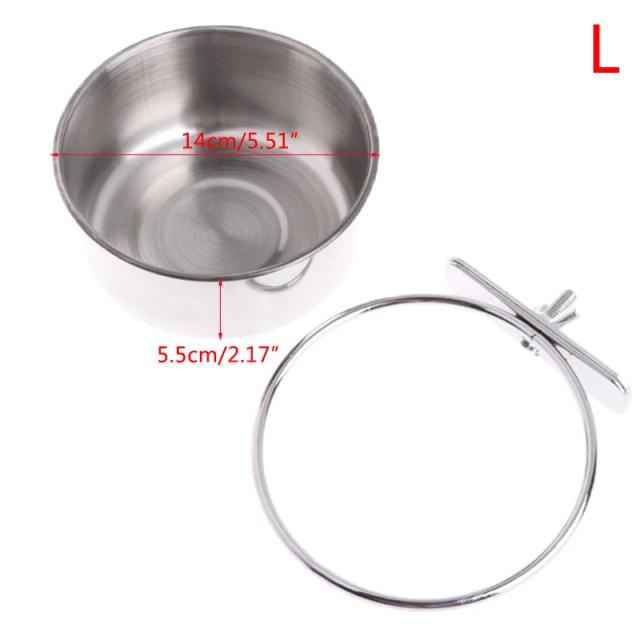 Prato de Alimentação em Aço Inoxidável para Pássaros - Bowl para Alimentos e Água com Braçadeira para Gaiola - Ideal para Papagaios, Calopsitas, Conures e Araras