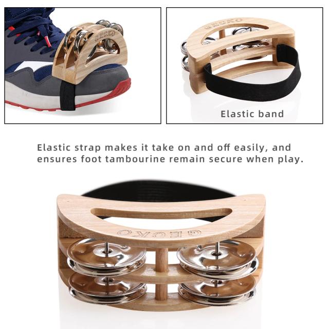 Acessórios de Percussão Gecko: Conjunto Completo com Castanholas, Jingle Bells e Tambor de Borracha