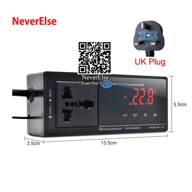 Termostato Digital Inteligente para Aquário e Répteis - Controlador de Temperatura e Umidade 110v/220v com Display Digital