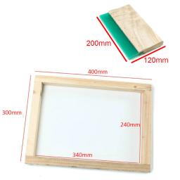 1pc 300*400mm quadro de impressão de tela de seda com 43t mesh & 8 "rodo de madeira diy para fazer estêncil - Image 3