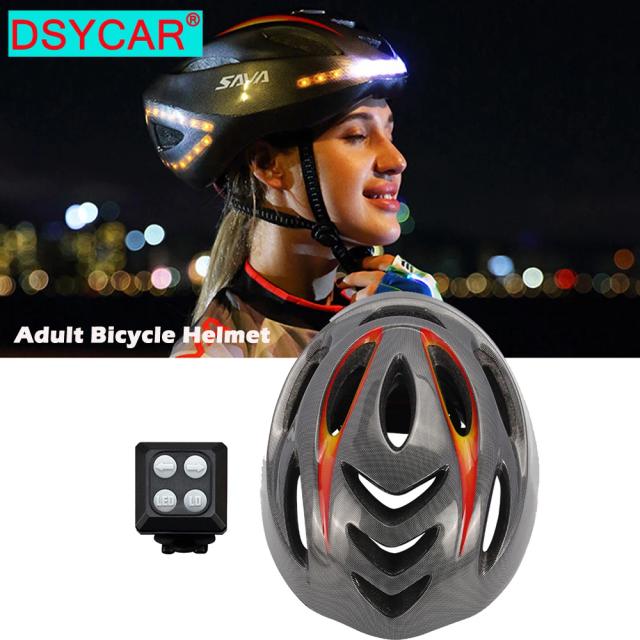 Capacete de Ciclismo Inteligente Dsycar para Adultos com Controle Remoto sem Fio, Luzes LED Frontais e Traseiras e Bateria Recarregável via USB