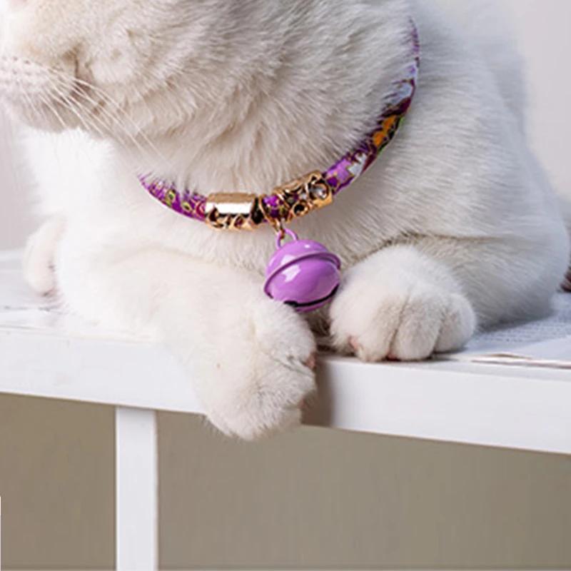 Suprimentos para animais de estimação gato sinos acessórios para animais de estimação coleiras de gato shrinkable estilo japonês elástico sinos coleiras de gato anti-perdido bonito rabbi - Image 1