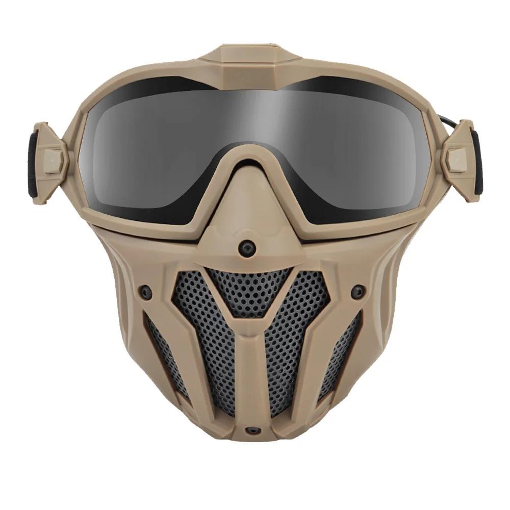 Máscara de airsoft destacável óculos de proteção com ventilador anti-nevoeiro tático paintball proteção completa máscara de tiro cs óculos de proteção máscaras - Image 1