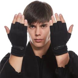 Luvas táticas de meio dedo para homens e mulheres, camurça, grossa, veludo, manter aquecido, mais, grossa, esportes ao ar livre, escalar, ciclismo, dirigir, fitness, inverno - Image 3