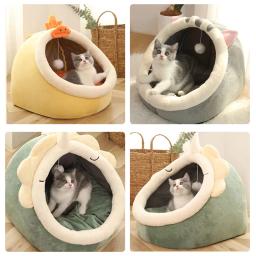 Cama de gato sono profundo Cesta de estimação quente Cozy Cat House Almofada de espreguiçadeira para gatinho Barraca muito macia Esteira para cães pequenos Cama de gatos caverna - Image 5