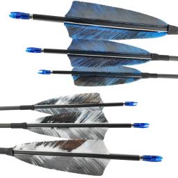 Flechas de carbono para tiro com arco longa caça, flechas para flechas de carbono para coluna 400 500 600 700 800 900 1000 id4.2 arco composto de penas de peru longbow caça 12 peças - Image 1
