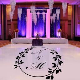 Casamento dança piso adesivo de parede decalque do vinil decoração do quarto de casamento piso decalque dança casamento casais nome personalizado a976 - Image 2