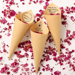 Confetes em cone personalizado, com pétalas de flor de rosa seca, biodegradável, 100% natural, decoração de festas de casamento - Image 5
