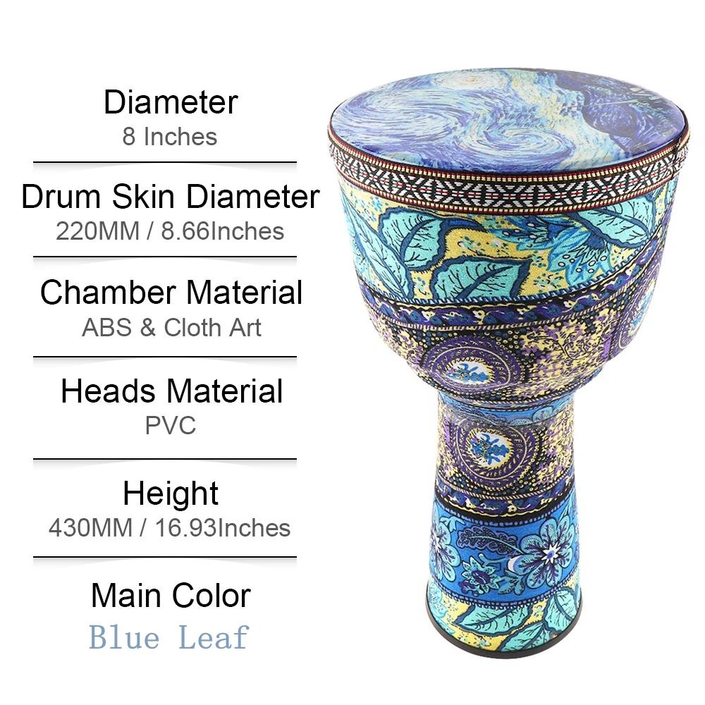 Tambor djembe africano colorido 8 embe, instrumento de percussão para crianças tambores abs arte de pele de pvc - Image 1