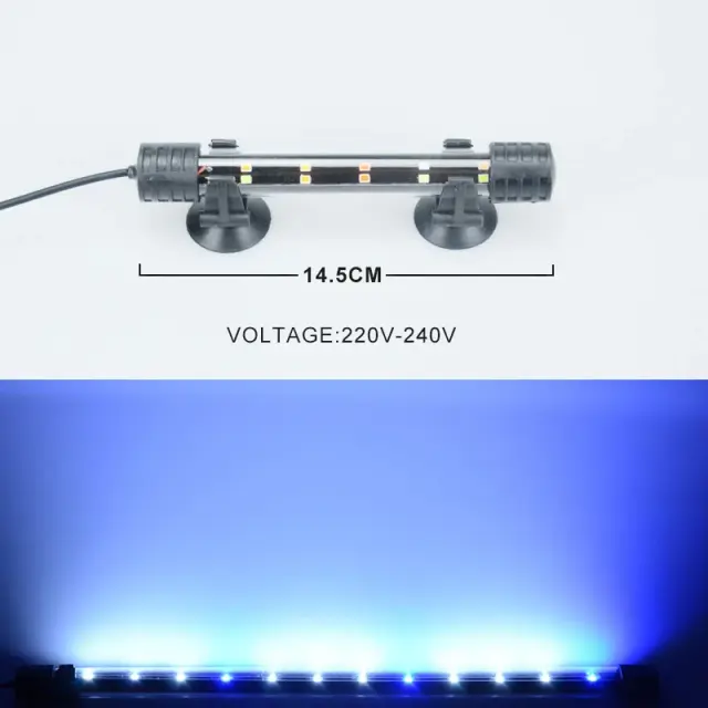 Iluminação Submersível LED para Aquários com Plugue EU 220V-240V, 14-48cm, à Prova d'Água
