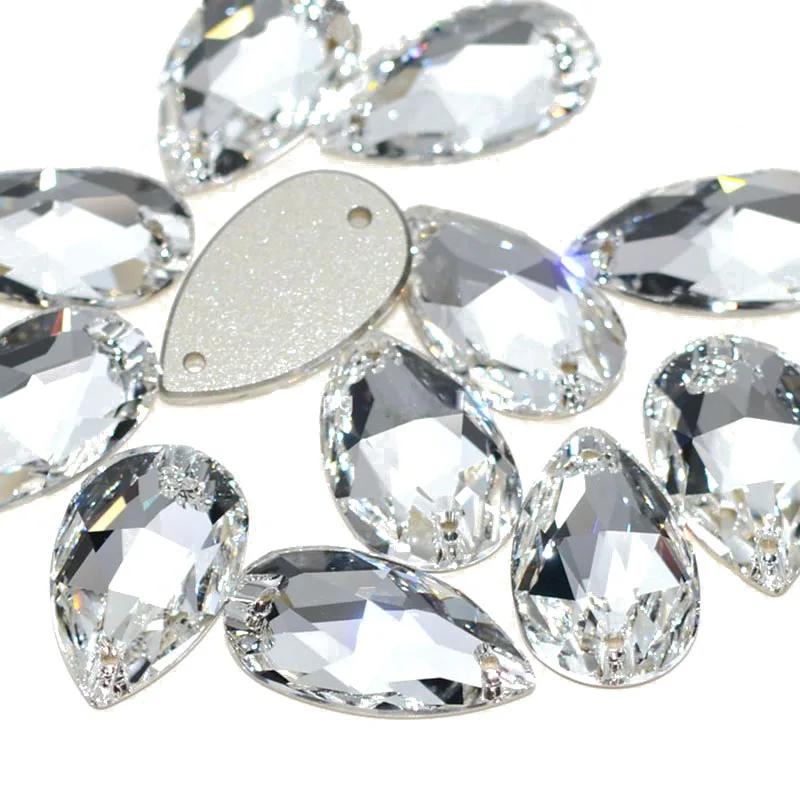 Strass de qualidade 6a costura pedras de lágrima gota em strass para decoração de vestido, bolsas, vestuário, fabricação de sapatos - Image 1