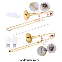 Ammoon-Latão Ouro Laca Bb Tone B Plano Instrumento de Sopro, Cupronickel Bocal, Limpeza Stick Case, Trombone Tenor - Image 4