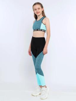 Sportswear feminino com o-pescoço e calças largas, roupas de treino de ginástica, roupas esportivas, roupas esportivas para crianças - Image 3