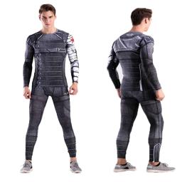 Ternos do esporte de compressão dos homens correndo conjunto ginásio roupas de treino roupas esportivas fitness ajuste seco camisa collants cosplay mma bjj rashguard - Image 5