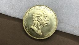 Moeda Comemorativa de Latão de Ouro da Áustria e do 60 ° Aniversário, Alemanha e Áustria, Corona 1848 1908, Josué I - Image 4