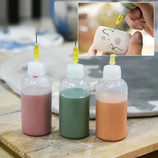 Ferramenta DIY de Plástico para Cerâmica: Garrafa Espremedora para Aplicação de Ponto Decorativo em Lama