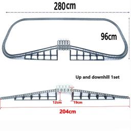 Modelo de trilho de trem da cidade em linha reta curvado macio flexível interruptor uphill faixas montadas blocos de construção diy brinquedo de construção - Image 4