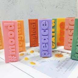 Molde De Vela De Silicone Com Palavras Diferentes, Arte DIY, Pilar De Bloco De Slogan, Letra Retangular, Velas Do Alfabeto, Casamento - Image 2