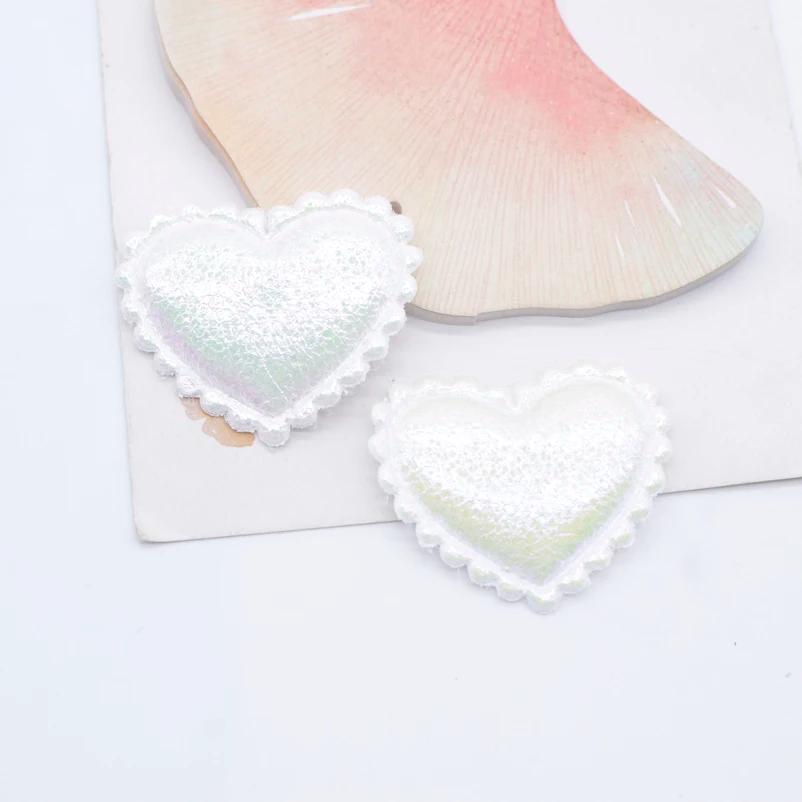 40 pçs 38*32mm glitter coração apliques remendos acolchoados para roupas chapéu artesanato suprimentos de costura diy headwear grampos de cabelo arco decoração - Image 1