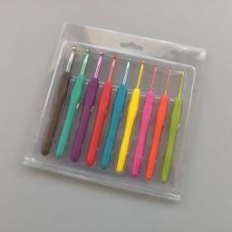 9 pçs/lote kit modelo de crochê gancho de metal misto tpr alumínio tricô agulhas para tear ferramenta banda diy artesanato - Image 2