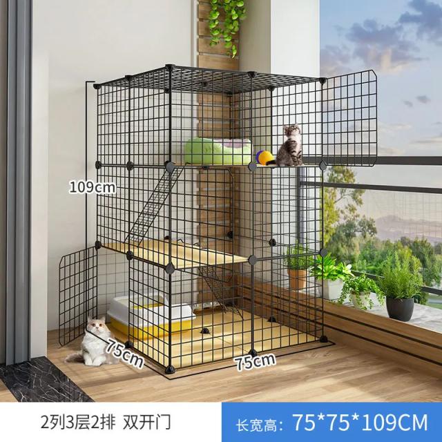 Casa aconchegante para gatos com banheiro, gaiola interna e espaço amplo para conforto e diversão