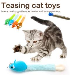 Longa cauda rato gato brinquedos de pelúcia macio brinquedo de pelúcia para gatos gatinho dar catnip acessórios para animais de estimação suprimentos juguetes para gatos - Image 5