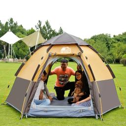 Barraca de acampamento exterior da família wateroproof da dupla camada de wolface tendas automáticas 5-8 pessoas portátil respirável do curso caminhadas tenda - Image 4