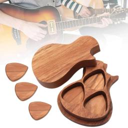 Palheta para guitarra acústica, portátil, madeira sólida, caixa de armazenamento, mediação de palheta de baixo elétrico, instrumento musical, acessório - Image 1