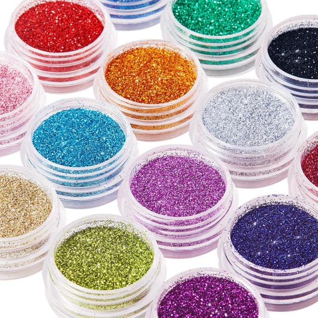 Conjunto de Pó Glitter para Unhas e Arte Corporal, 40 Cores Brilhantes para Maquiagem e Decoração de Festivais