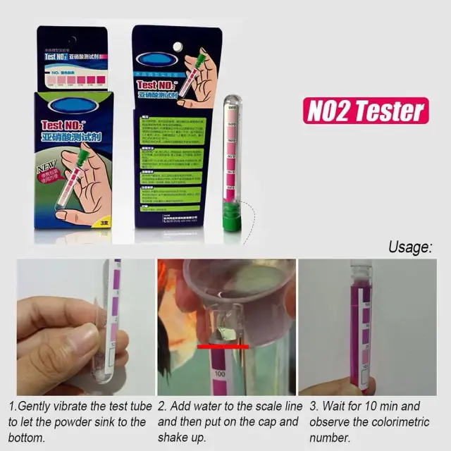 Kit Completo para Teste de Qualidade da Água do Aquário: PH, NO2, NO3, Nitrito e Cloro