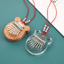 8 teclas mini kalimba polegar piano dedo teclado pingente criativo caixa de madeira mogno musical bom instrumento musical 5 estilos - Image 3