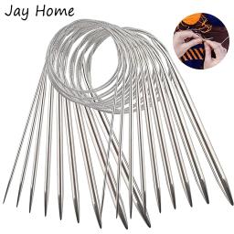 Agulhas circulares de tricô, 11 peças, 80cm, aço inoxidável, agulhas circulares, conjuntos de ganchos de crochê, 1.5-5mm, agulhas para projeto de tricô - Image 1