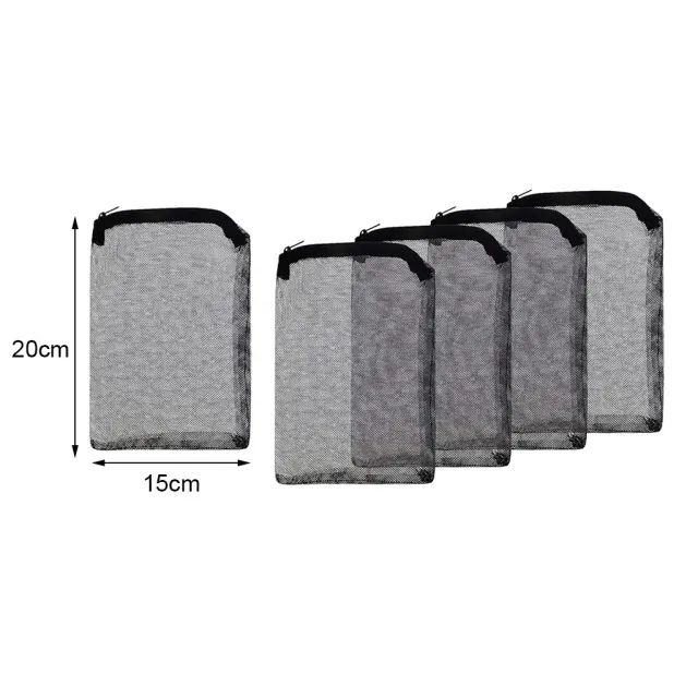 Conjunto de 5 Sacos de Filtro para Aquário com Zíper - Ideal para Carvão Ativo, Mídia Filtrante e Cerâmica