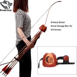 Tiro com arco flecha de couro aljava recurvo arco seta protecror saco de armazenamento para caça tiro americano recurvo arco longo acessório - Image 1