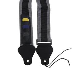Correia de guitarra ajustável de nylon, 80-130cm, suporte de palheta, com 3 palhetas, presente grátis - Image 4