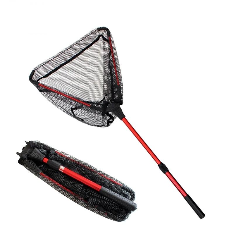 Novo 90cm telescópica rede de pesca com mosca isca de pesca jangada pesca mergulho net portátil dobrável triângulo silicone dip net aids de pesca - Image 1