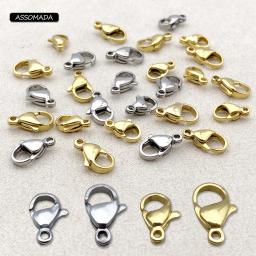Assomada 25 pçs aço inoxidável stee banhado a ouro lagosta fecho para colar pulseira corrente garra fechos diy jóias fazendo acessórios - Image 1