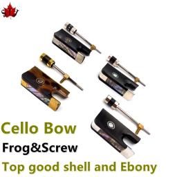 Novo 4/4 fibra de carbono cello arco ébano/orgânica pedra preciosa sapo + cobre/prata parafuso para peças cello acessórios instrumentos cordas - Image 1