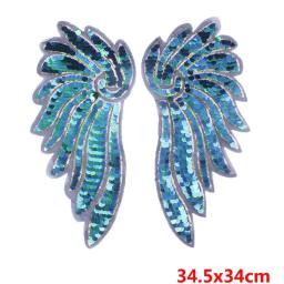 1 par grande adesivos de lantejoulas com asas de anjo para roupas apliques para costura em jaqueta bordado decorativo artesanato - Image 3