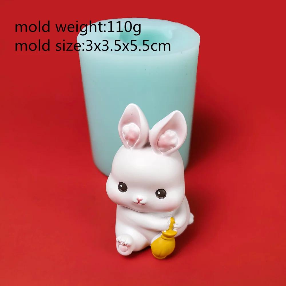 3d animal coelho forma sabão molde de vela molde de silicone aroma gesso gesso resina molde diy artesanato artesanal moldes - Image 1