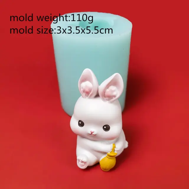 Molde Silicônico de Coelho 3D para Sabão e Velas: Ideal para Artesanato com Gesso e Resina Aroma