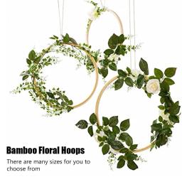 Quadro de madeira conjunto de argola círculo floral macrame artesanato argola anéis de bambu para diy grinalda de flores decoração sonho apanhador arte artesanato 10 30 30cm - Image 2