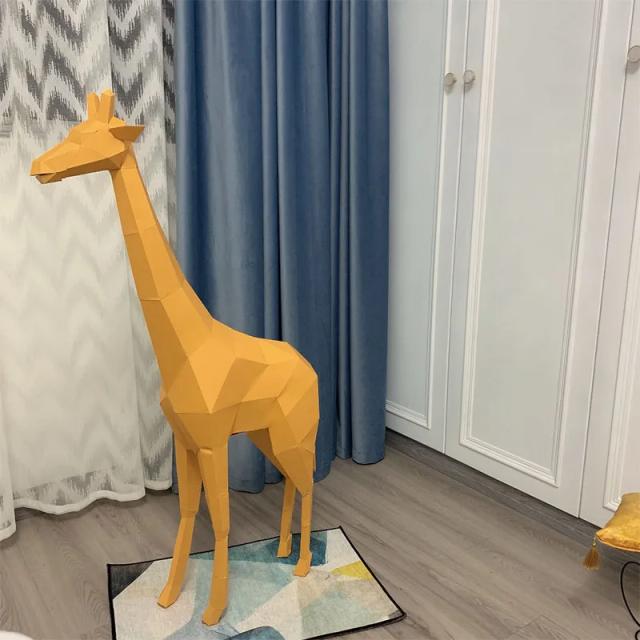 Escultura Artesanal Grande de Papel em Forma de Girafa para Decoração de Casa, Escritório e Lojas - Brinquedo DIY de 1m