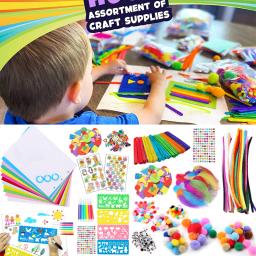 Colorido pipe cleaners kit artesanato picolé de pelúcia varas pompons adesivos diy artes suprimentos crianças montessori educação brinquedo - Image 2
