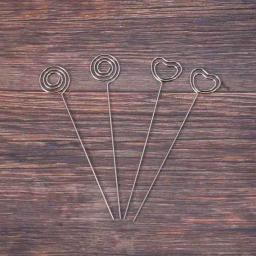 Clipe para cartões de metal, 60 peças, clipe de metal para notas, porta cartões, número da mesa, foto, suporte para festa de casamento, decoração de bolo, redondo e coração - Image 5