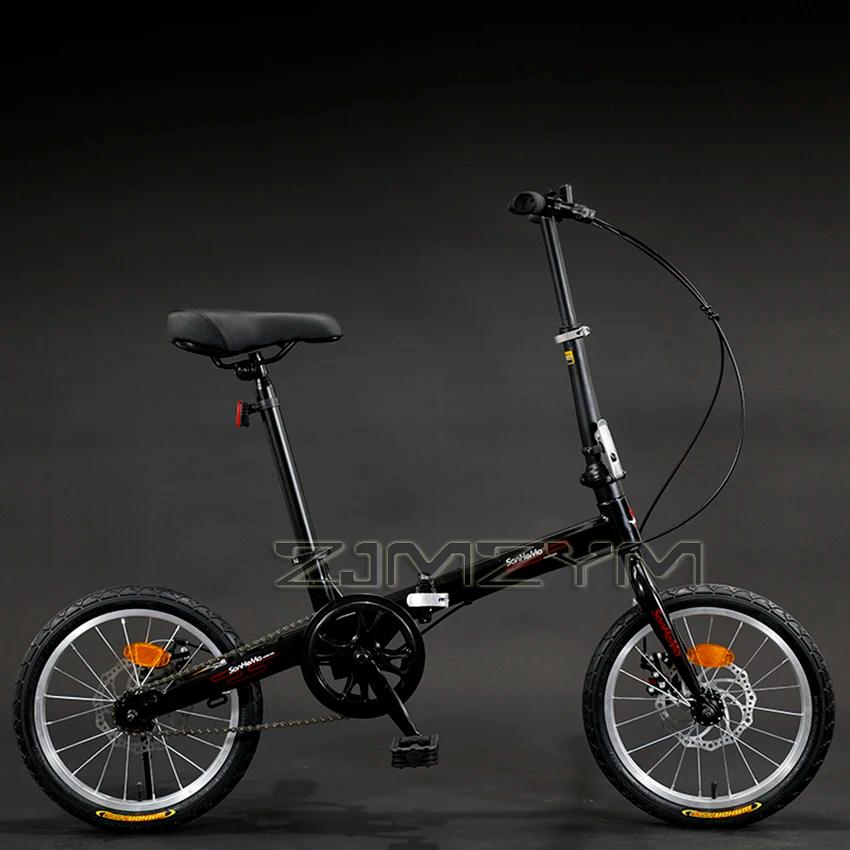 Bicicleta dobrável com freio a disco, bicicleta ultra leve, portátil, pequeno, estudante, homens e mulheres, velocidade única, 16 polegadas - Image 1