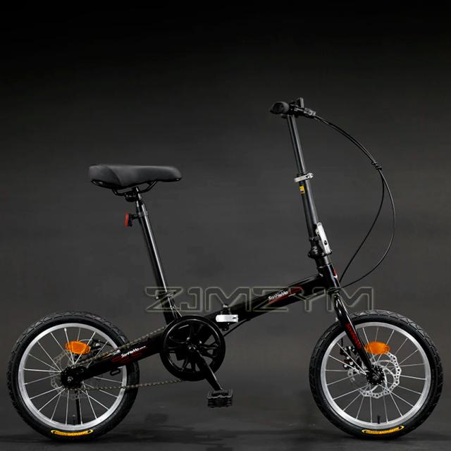 Bicicleta Dobrável Ultra Leve com Freio a Disco - Portátil e Compacta para Estudantes, Homens e Mulheres, 16 Polegadas de Velocidade Única